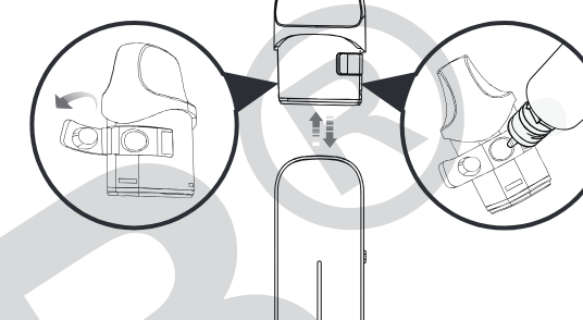 Seitliche Silikonabdeckung des Pods öffnen und Liquid einfüllen
