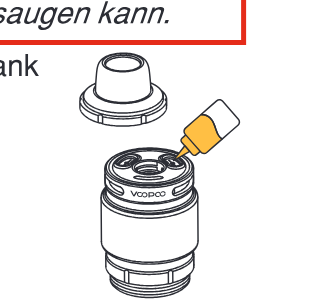 Obere Abdeckung abschrauben und Liquid durch die äußeren Öffnungen einfüllen