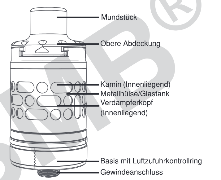 Produktübersicht: Aspire Nautilus 3SR Tank — Aufbau und Bedienelemente