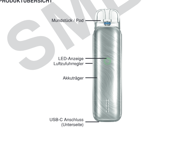 Produktübersicht: Aspire Pixo Aura 2 Kit — Aufbau und Bedienelemente