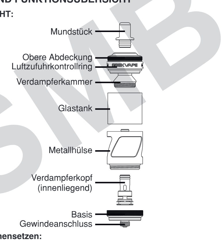 Produktübersicht: Geekvape Z Nano MTL Tank — Aufbau und Bedienelemente