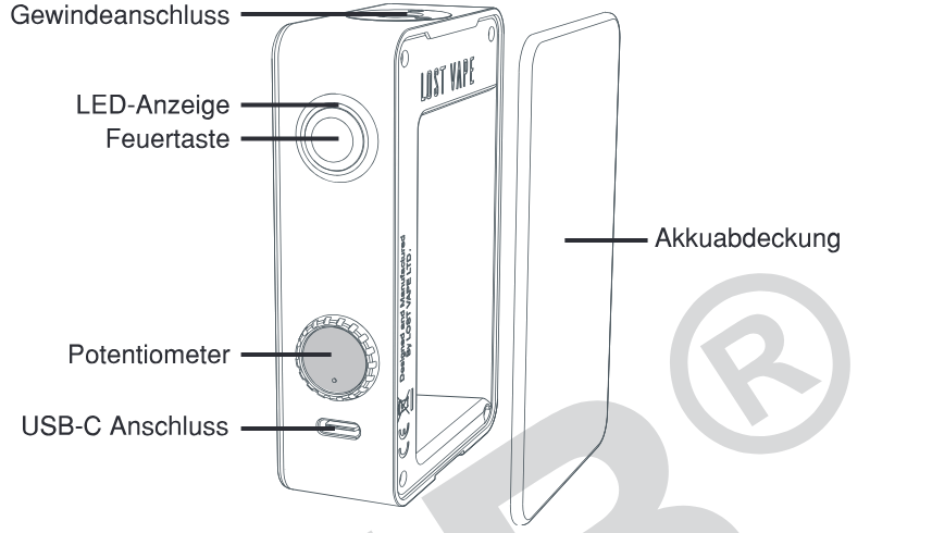 Produktübersicht: Lost Vape Centaurus P200 Mod — Aufbau und Bedienelemente