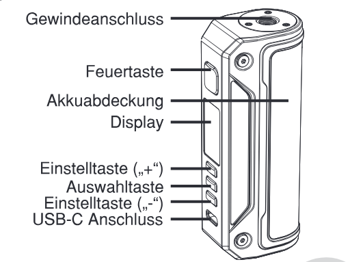 Produktübersicht: Lost Vape Thelema Solo 100W Mod — Aufbau und Bedienelemente