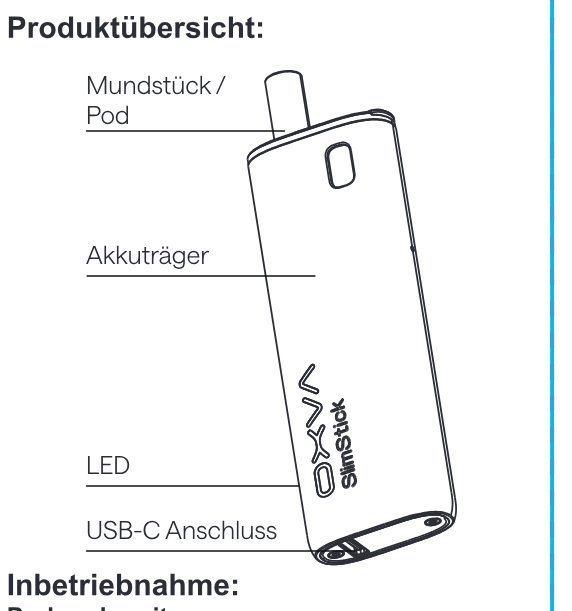 Produktübersicht: OXVA SlimStick X Kit — Aufbau und Bedienelemente