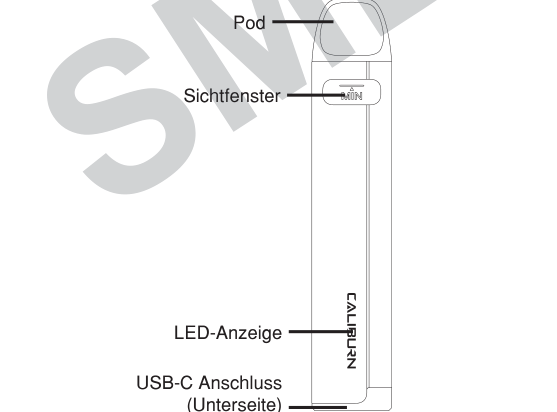 Produktübersicht: Uwell Caliburn A2S Kit — Aufbau und Bedienelemente