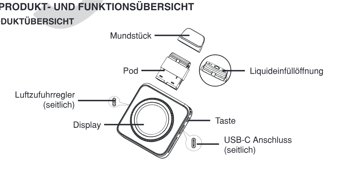 Produktübersicht: Vaporesso Xros 5 Nano Kit — Aufbau und Bedienelemente