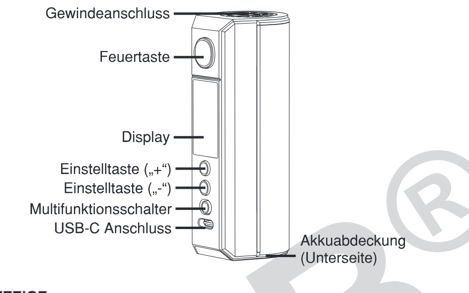Produktübersicht: Voopoo Drag M100 S Mod — Aufbau und Bedienelemente