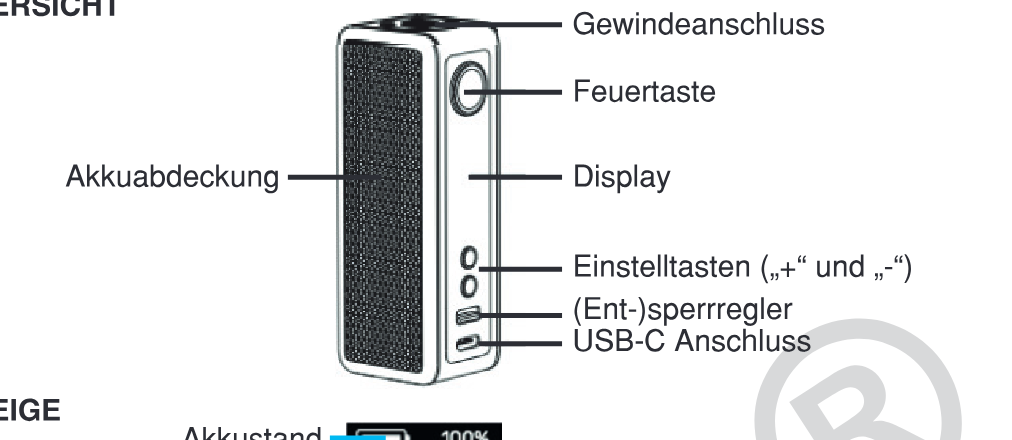 Produktübersicht: Voopoo Vinci Spark 100 Mod — Aufbau und Bedienelemente