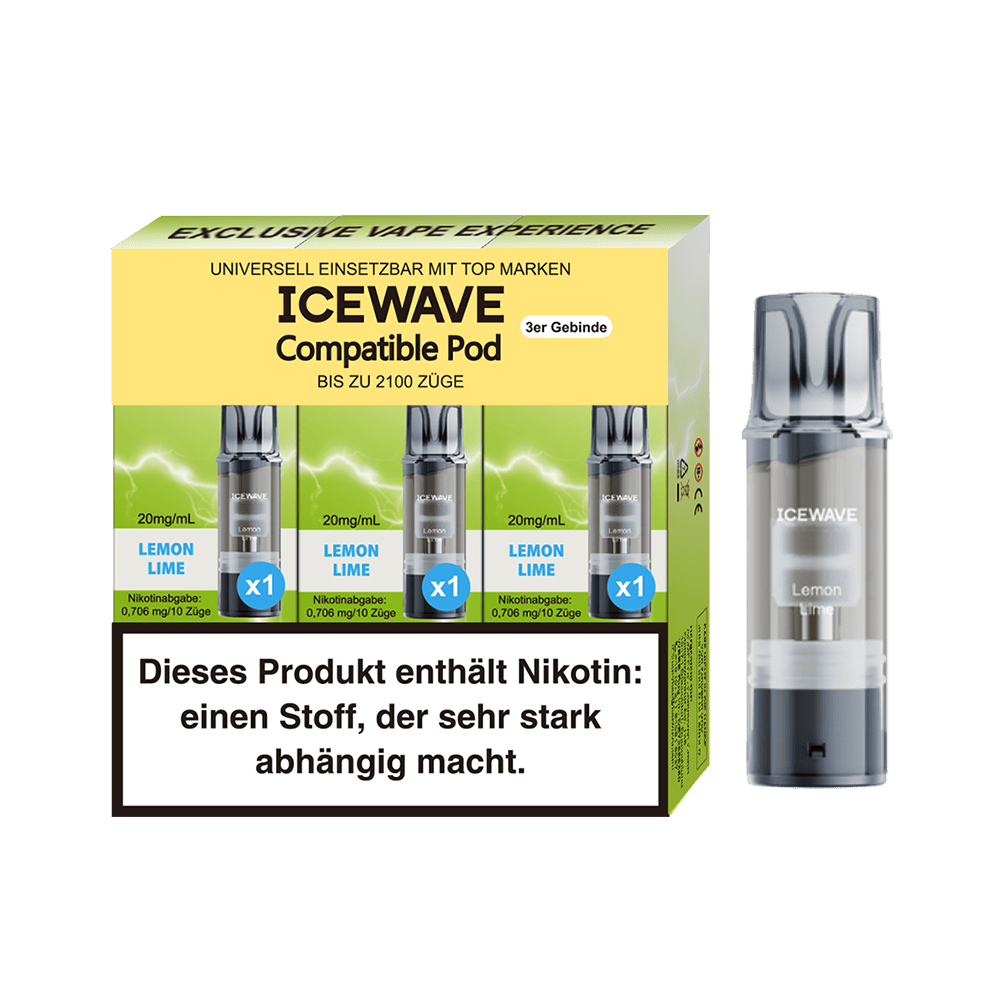 3x Icewave Einweg Pod - Lemon Lime - 20mg