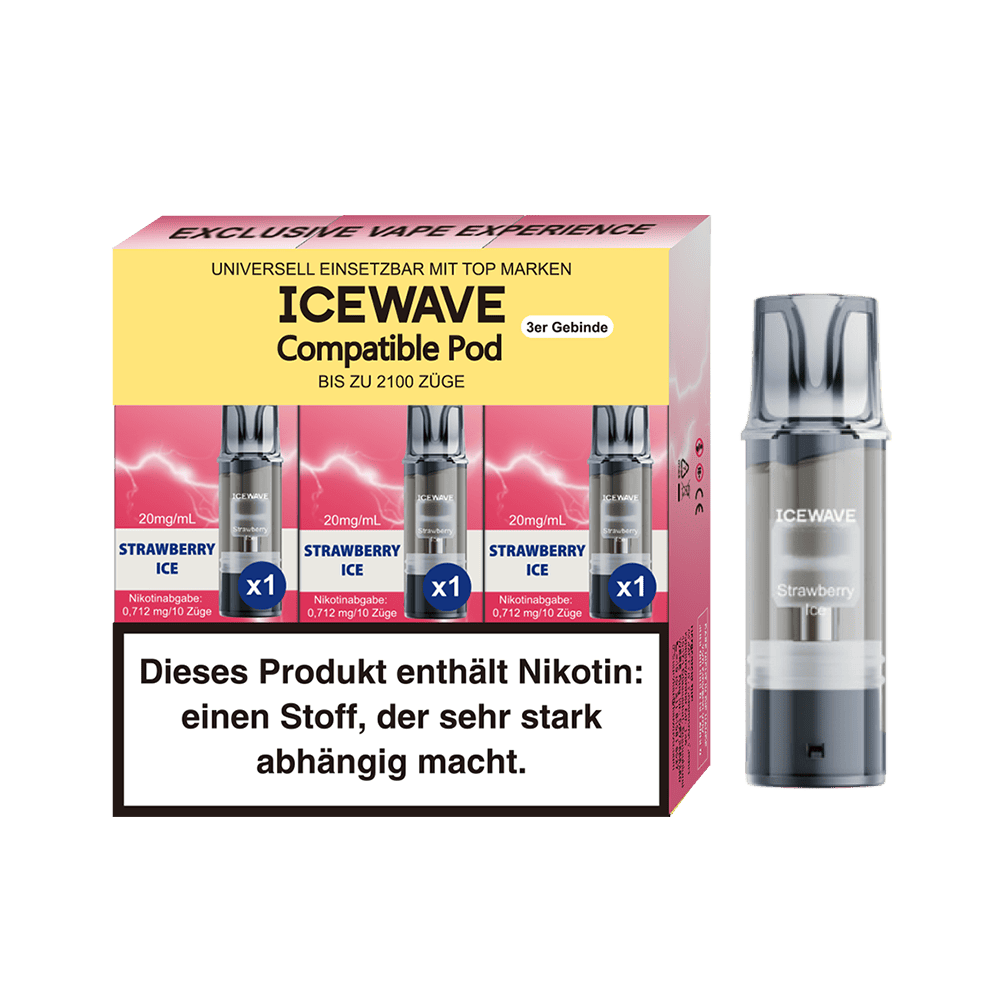 3x Icewave Einweg Pod - Strawberry Ice - 20mg
