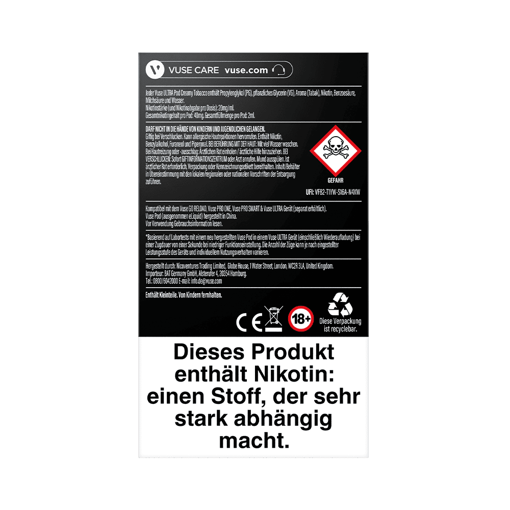 2x Vuse Ultra Pods Creamy Tobacco 20mg