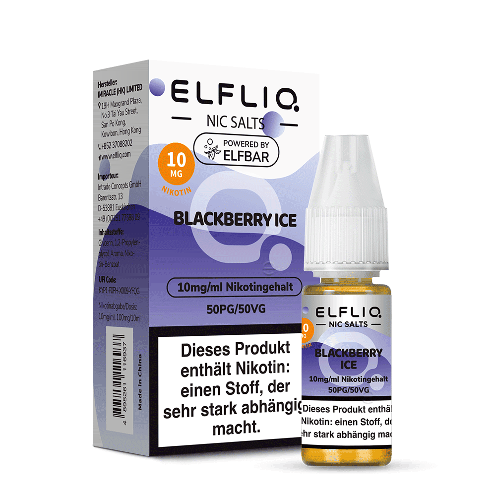 Elfliq by Elfbar Nikotinsalz - Blackberry Ice - Liquid 10mg 10ml  C