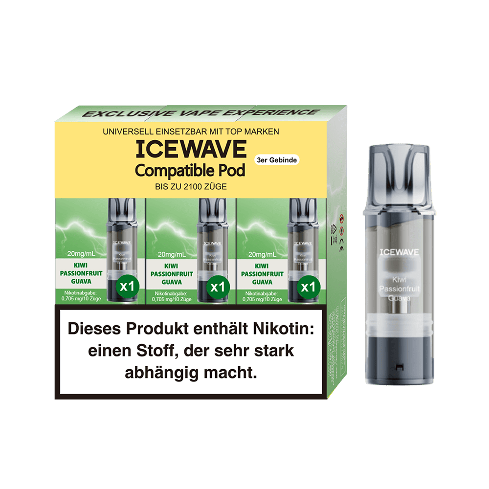 3x Icewave Einweg Pod - Kiwi Passionsfruit Guava - 20mg