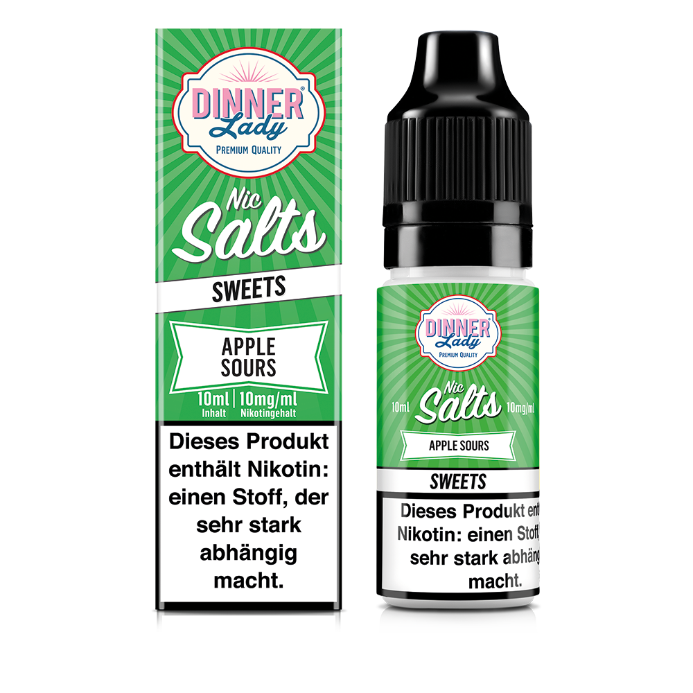 Dinner Lady Nikotinsalz - Apple Sours - 50/50 10ml Liquid 10mg  C