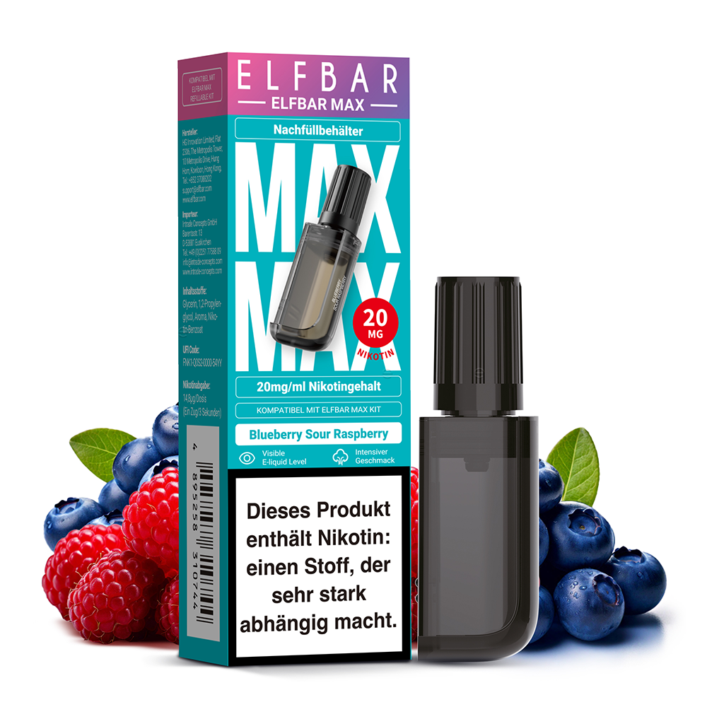 Elfbar MAX Refill Pod Blueberry Sour Raspberry 20mg Nikotinsalz 10ml