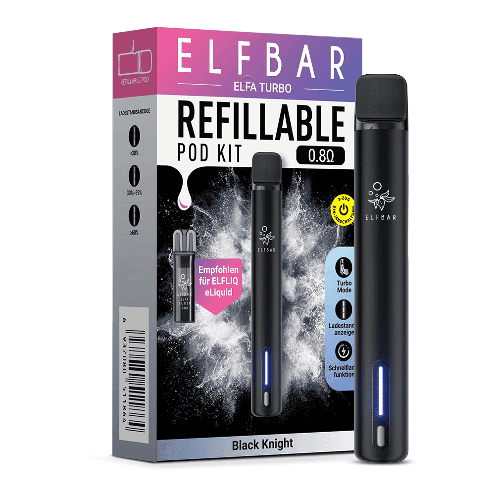 Elfbar Elfa Turbo Refillable Pod Kit Black Knight