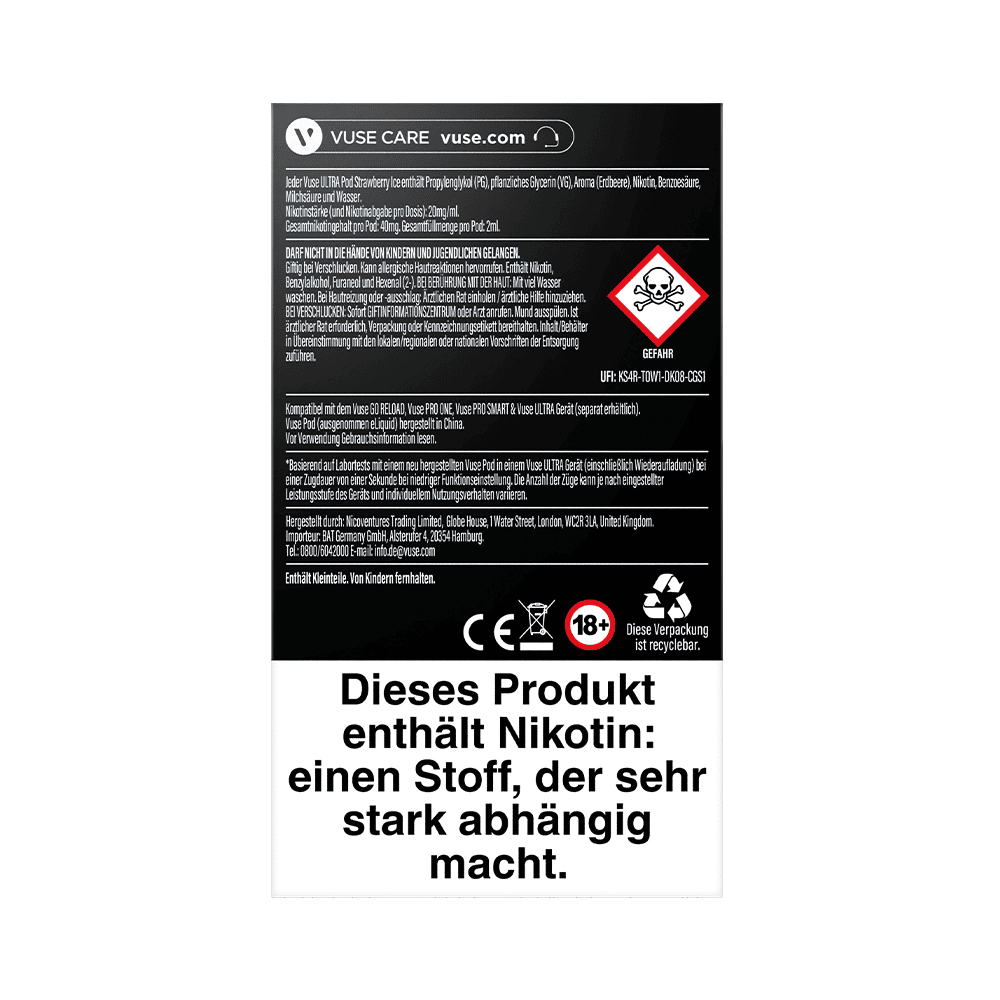 2x Vuse Ultra Pods Strawberry Ice 20mg