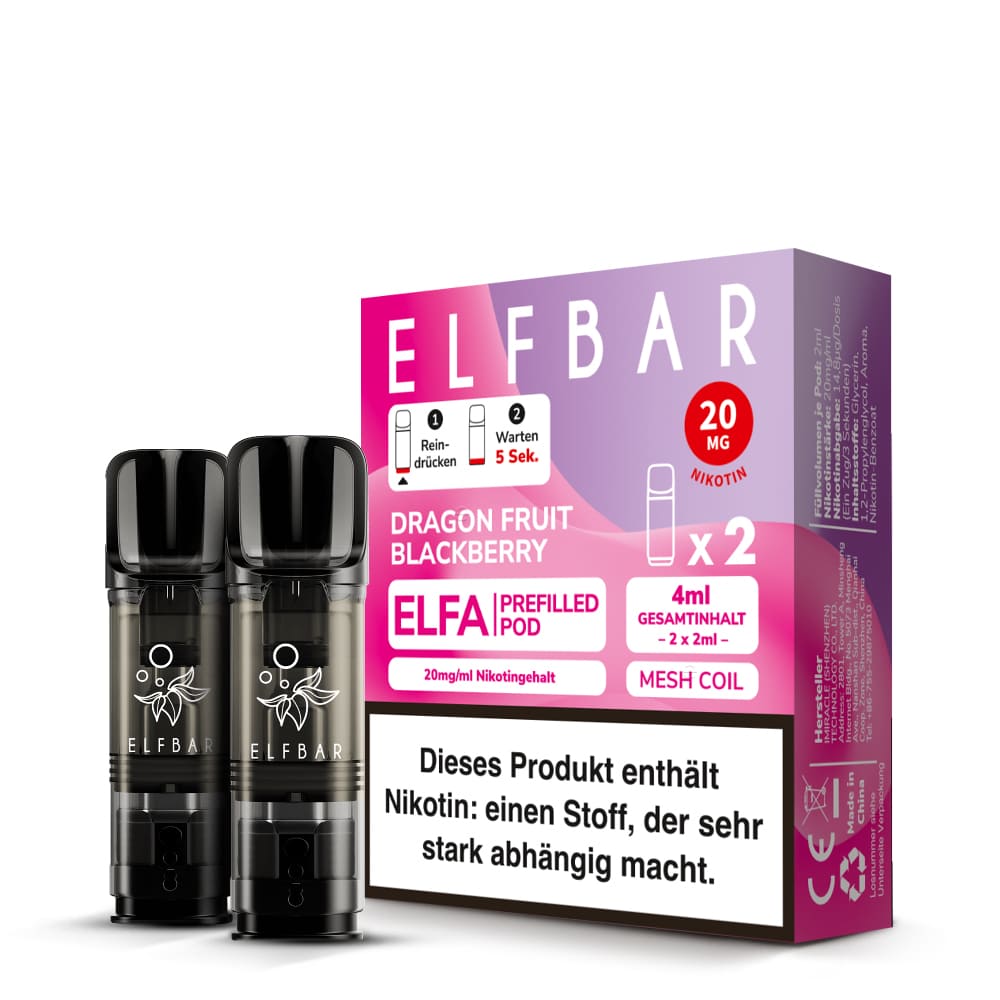 Elfbar Elfa Einweg Pod Dragon Fruit Blackberry 20mg Nikotinsalz 2ml