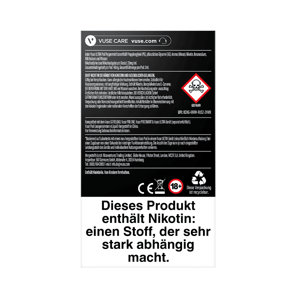 2x Vuse Ultra Pods Peppermint Ice 20mg